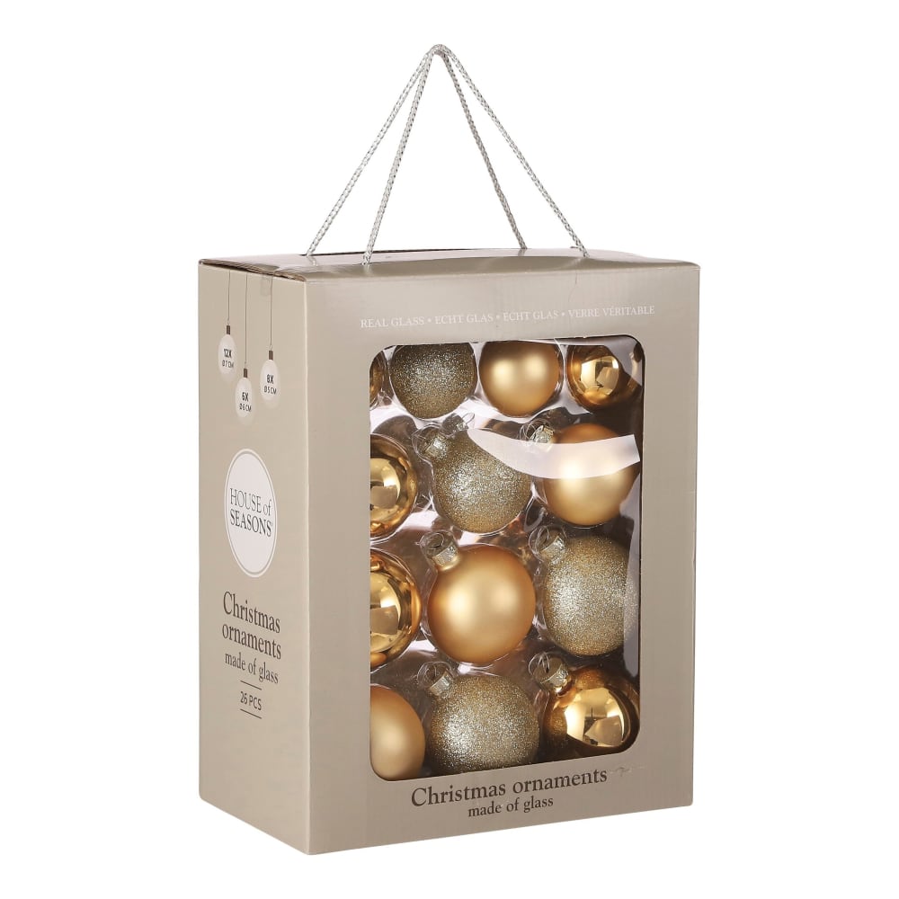 Bolas de navidad de vidrio dorado - lote de 26