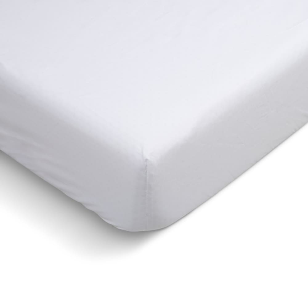 Drap Housse uni en percale de coton blanc 140x190cm