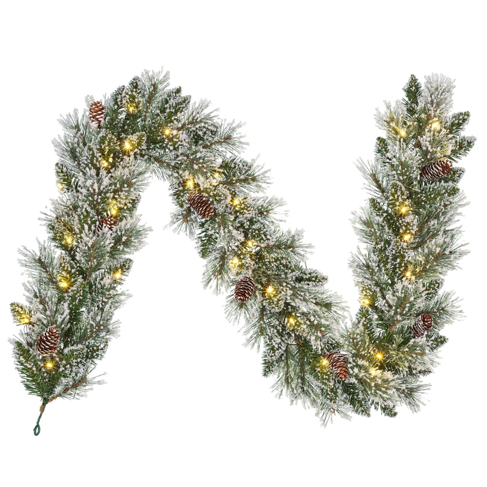 Guirnalda artificial de navidad con escarcha y led l180