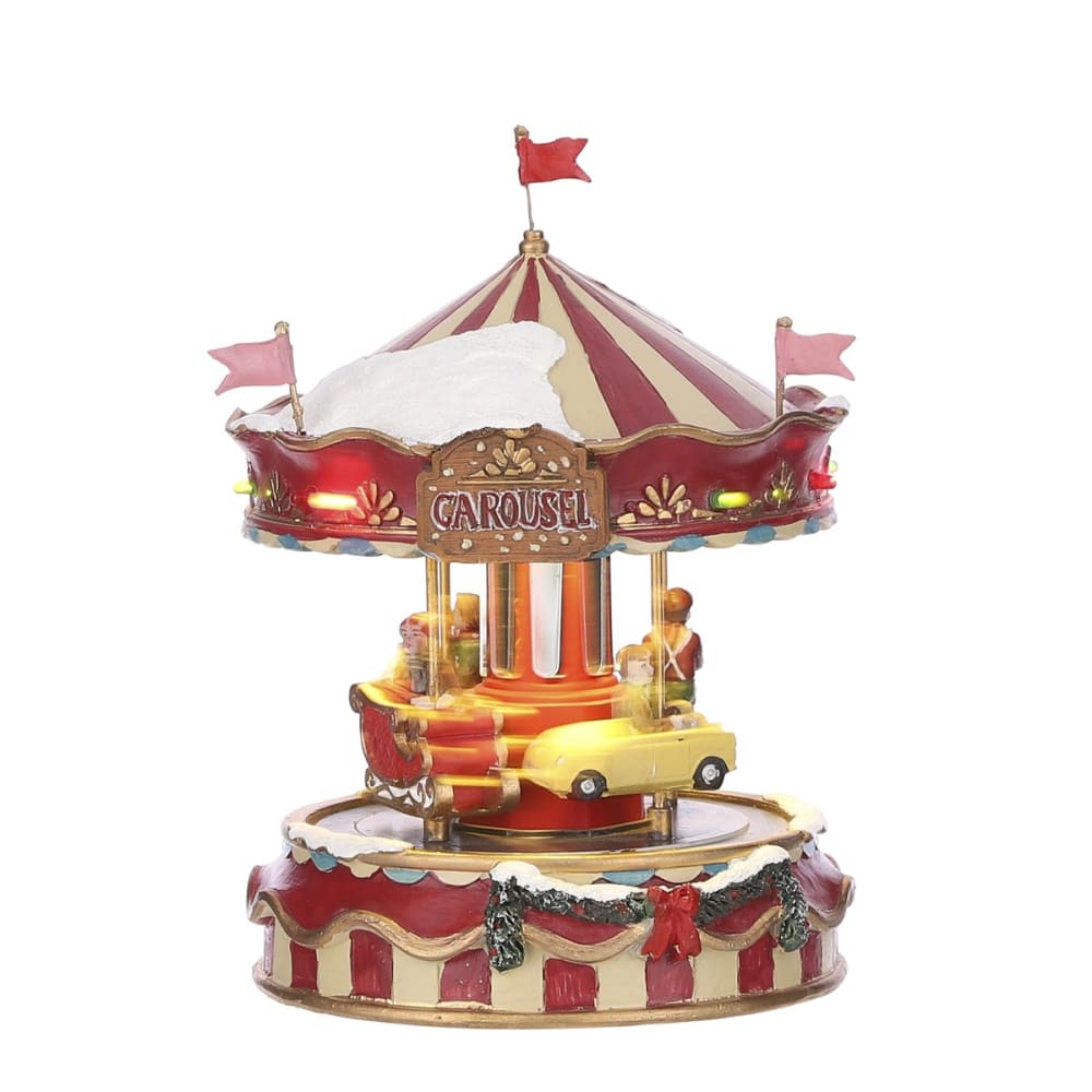 LuVille Village de noël rouge plastique h17.5xl13xl13cm style classique chic - Pvc - Poly Chlorure De Vinyle Décoration de Noël