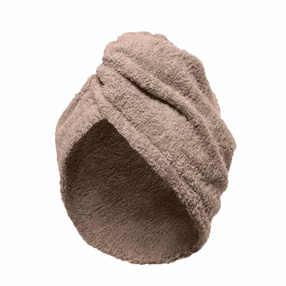 Turban éponge fermeture élastique en coton taupe