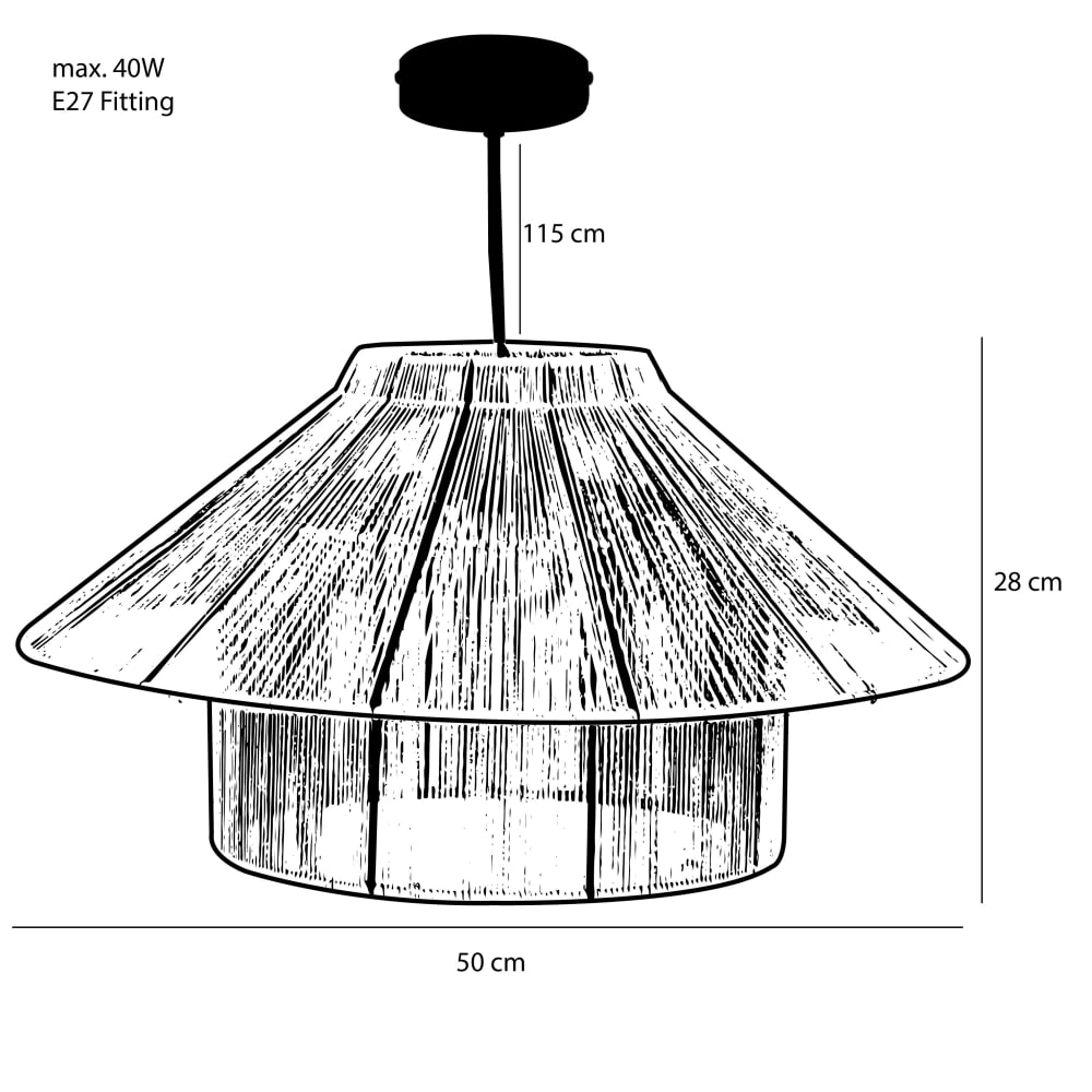 Suspension marron clair fer h28xl50xl50cm — vue 3