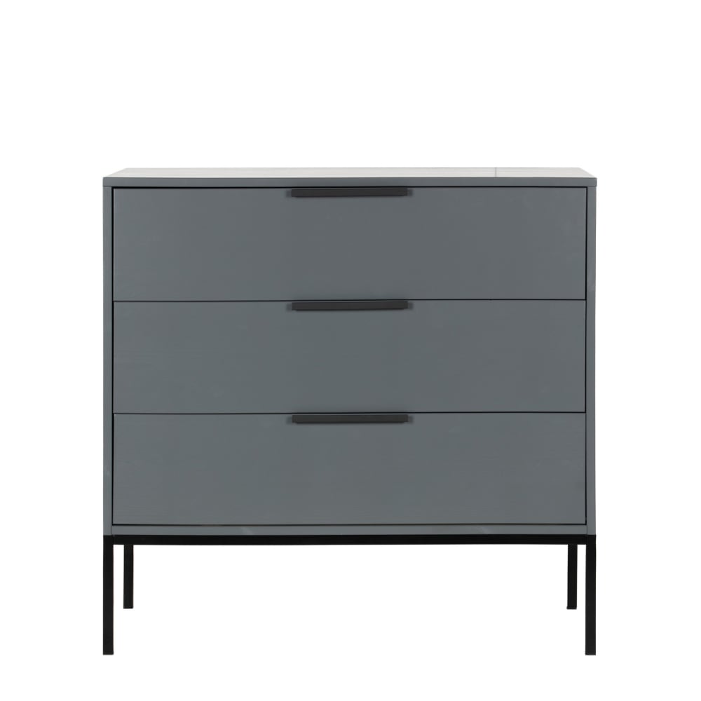Commode 3 tiroirs en bois - Gris anthracite