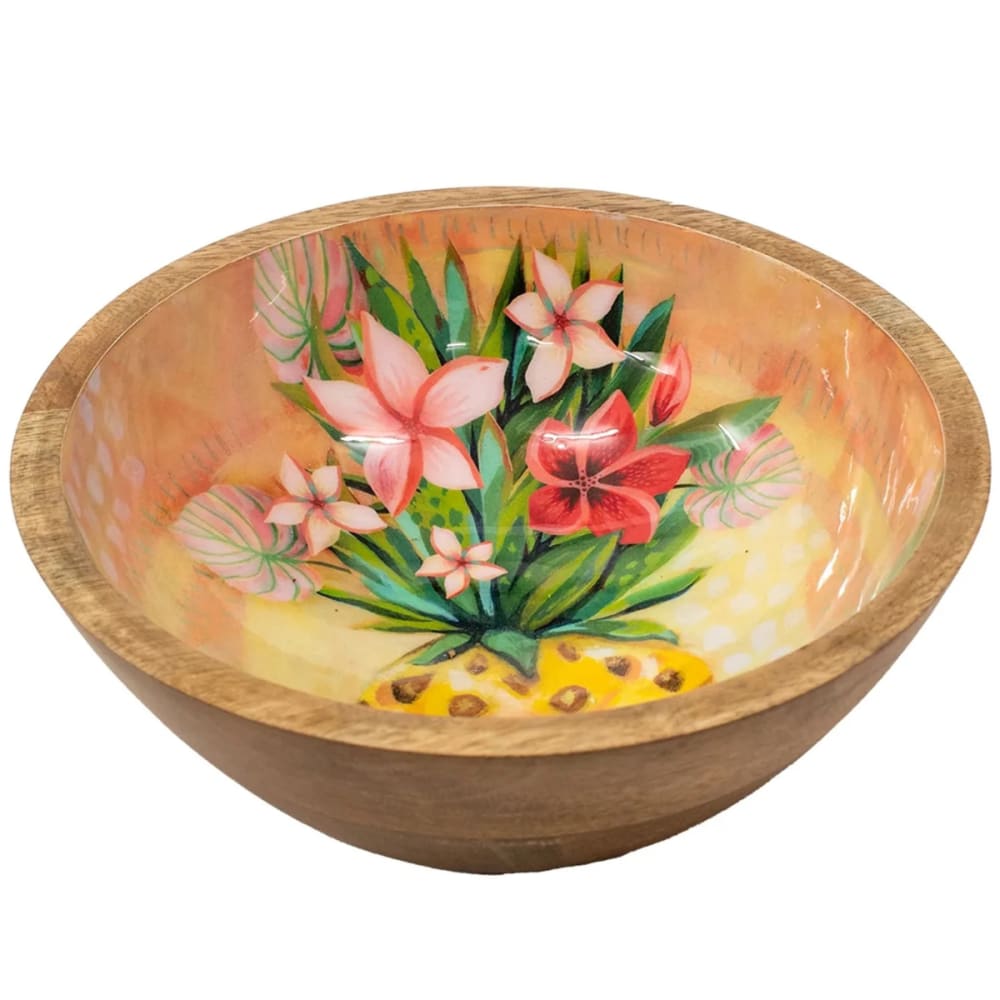 Enesco Grande coupelle en bois ronde ananas style inspirations d'ailleurs Multicolore