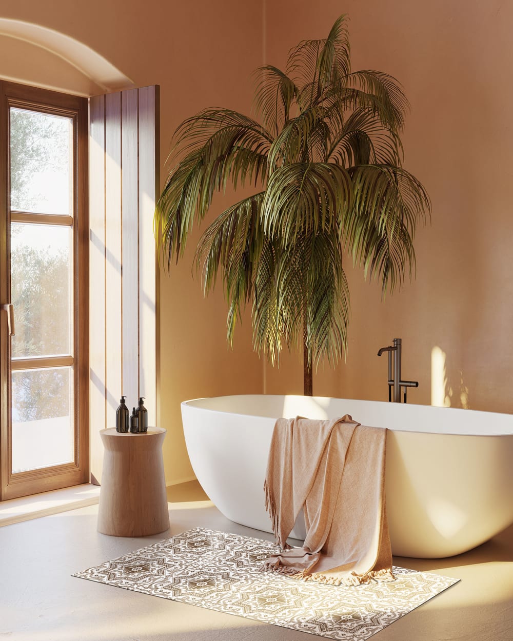 Tapis vinyle carreaux ciments tolédo brun 300x200cm