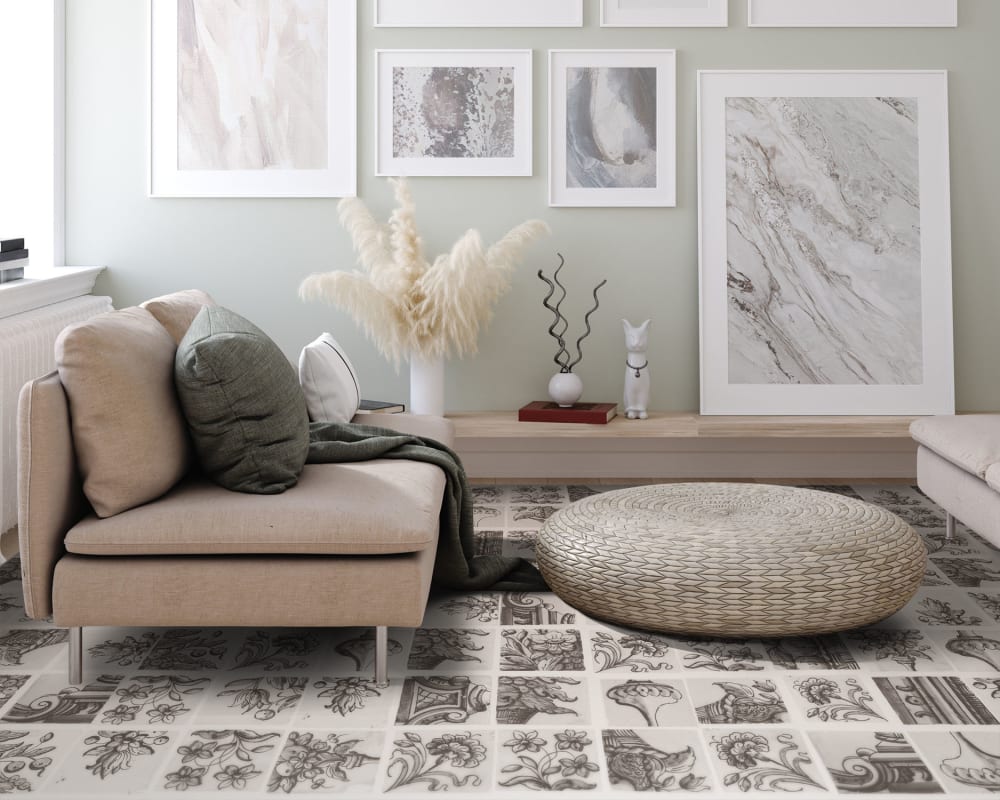 Tapis vinyle carreaux ciments séville gris 120x160cm — vue 3
