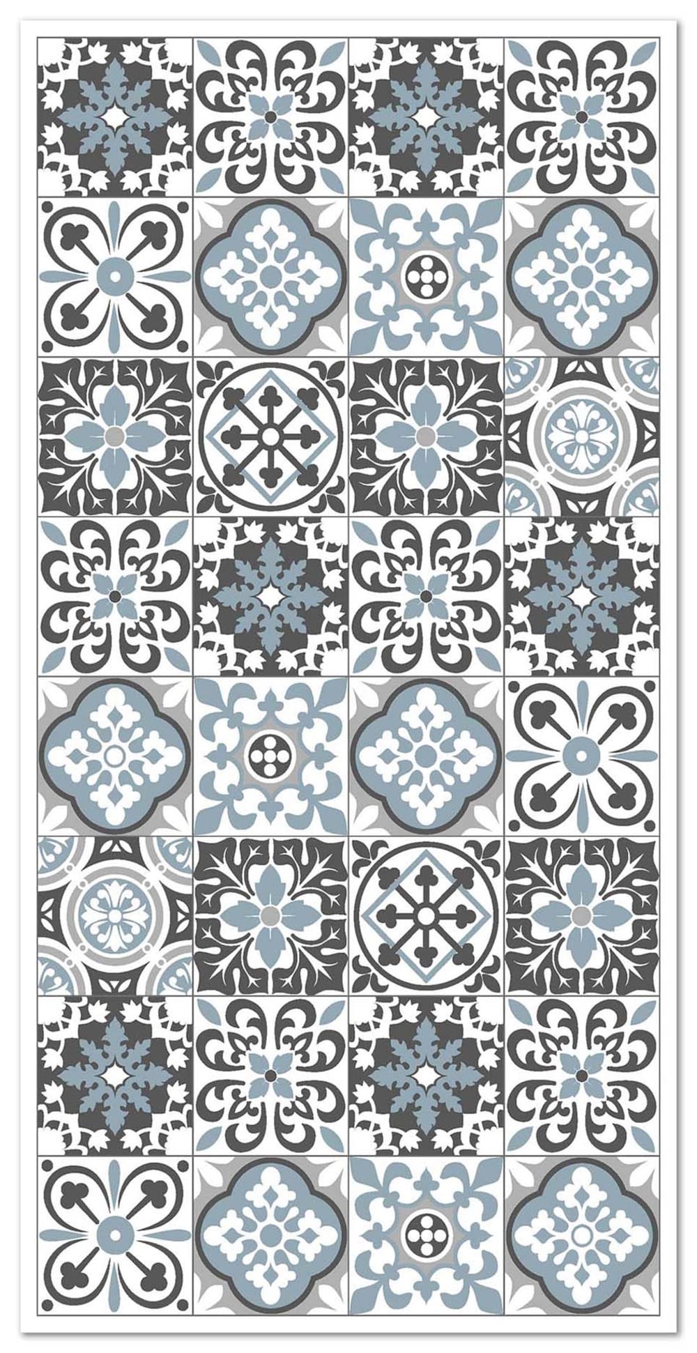 Tapis vinyle carreaux ciments triana gris et bleu 200x250cm