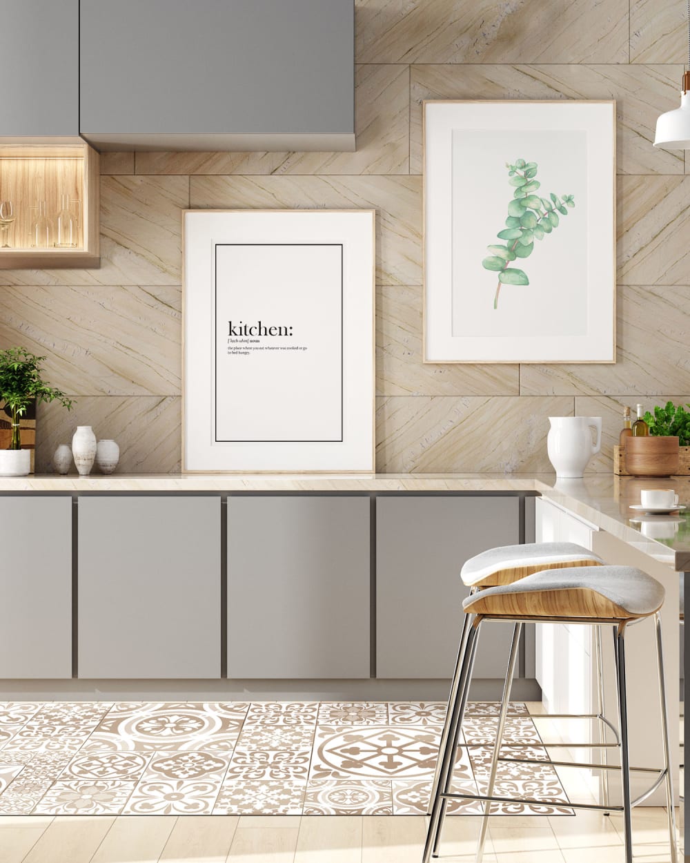 Tapis vinyle carreaux ciments talavera brun 300x200cm