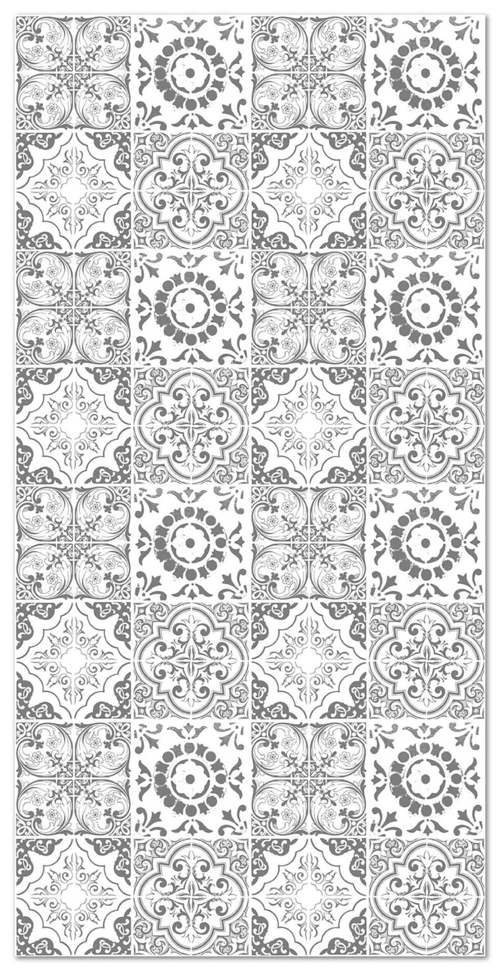 Tapis vinyle carreaux ciments grenade gris 60x250cm