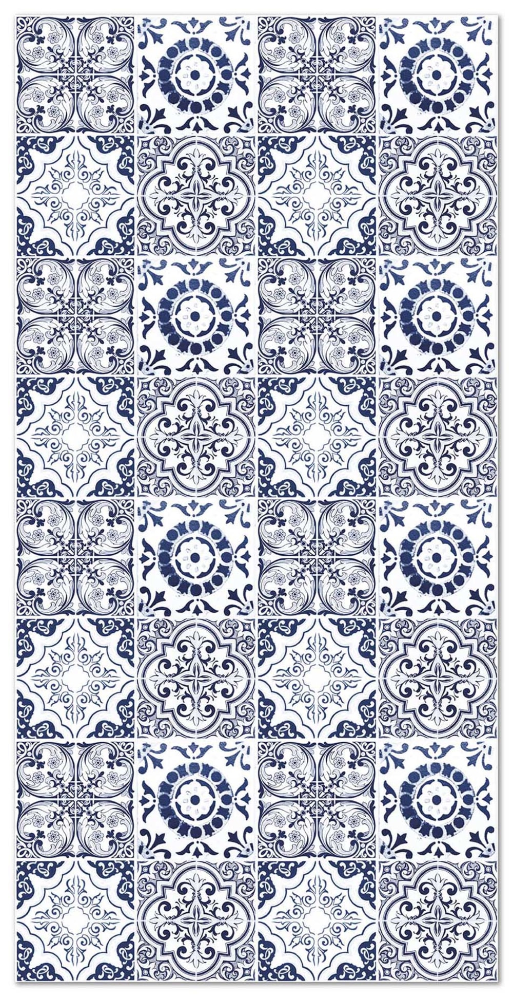 Tapis vinyle carreaux ciments grenade bleu 200x250cm