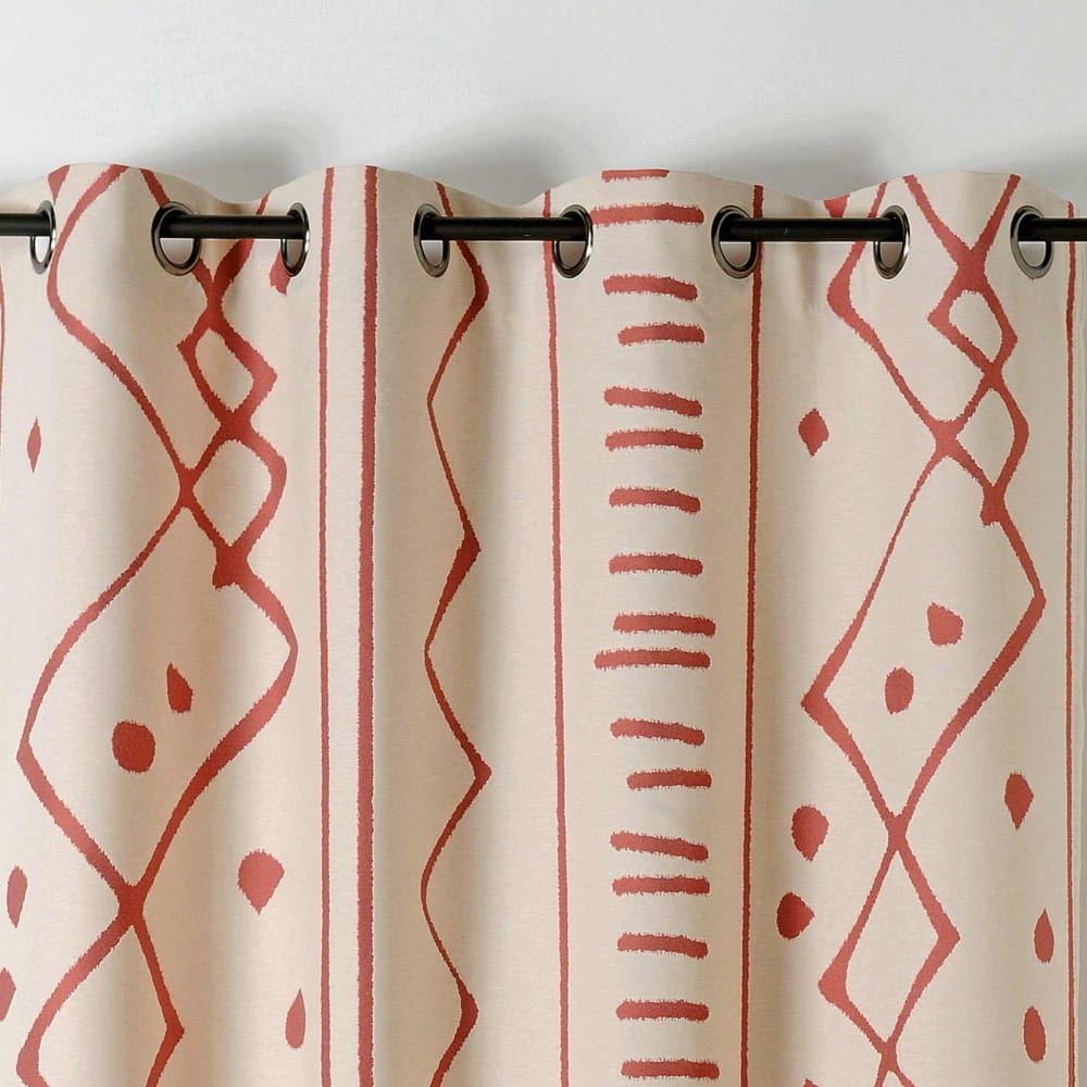 Rideau tamisant ethnique polyester/jacquard terracotta 140x260 cm - Maisons du Monde