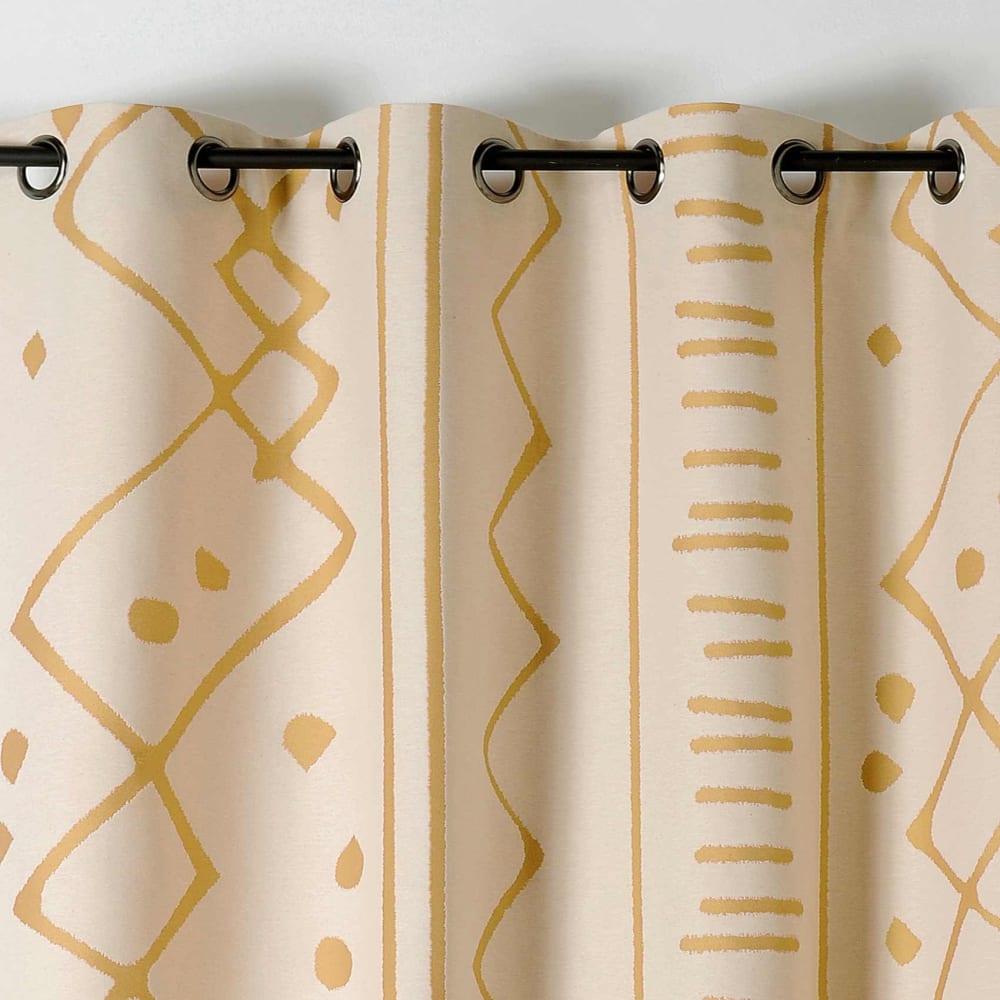 Rideau tamisant ethnique polyester/jacquard jaune moutarde 140x260 cm - Maisons du Monde