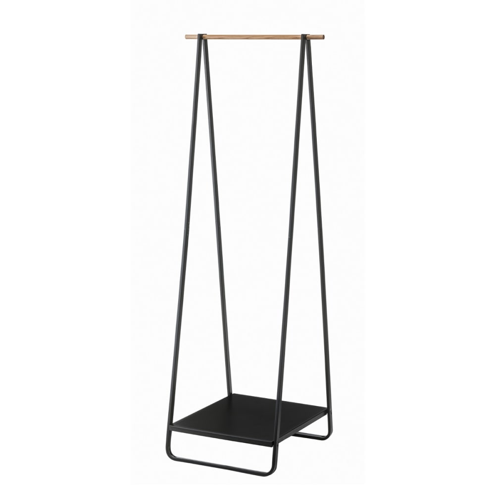 Yamazaki Kleiderständer aus Metall und Holz - H140 cm Schwarz Metall
