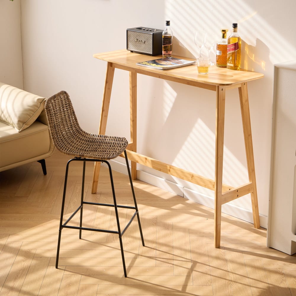 Nordlys Barhocker (2er Set) aus Metall und Fasern Braun style exotic Braun Rattan
