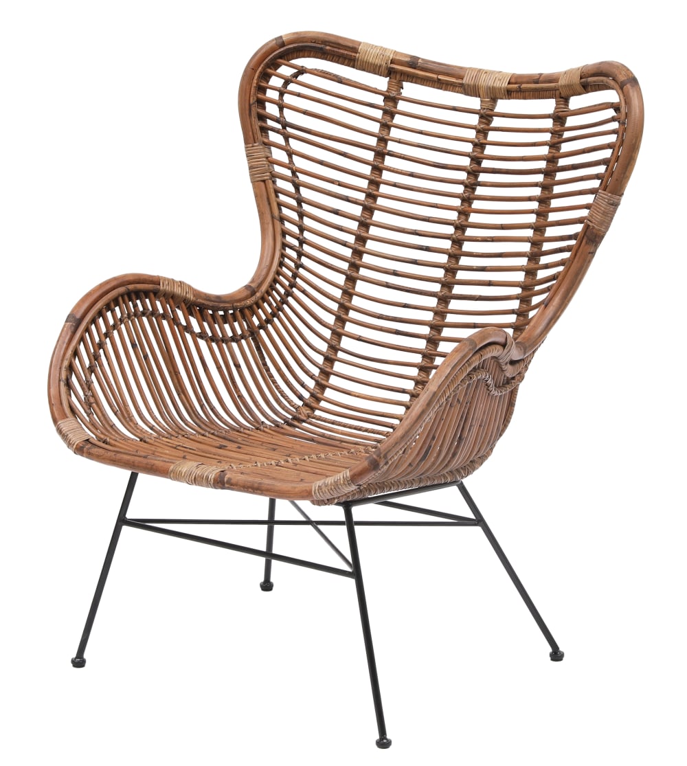 fauteuil en métal et - rotin