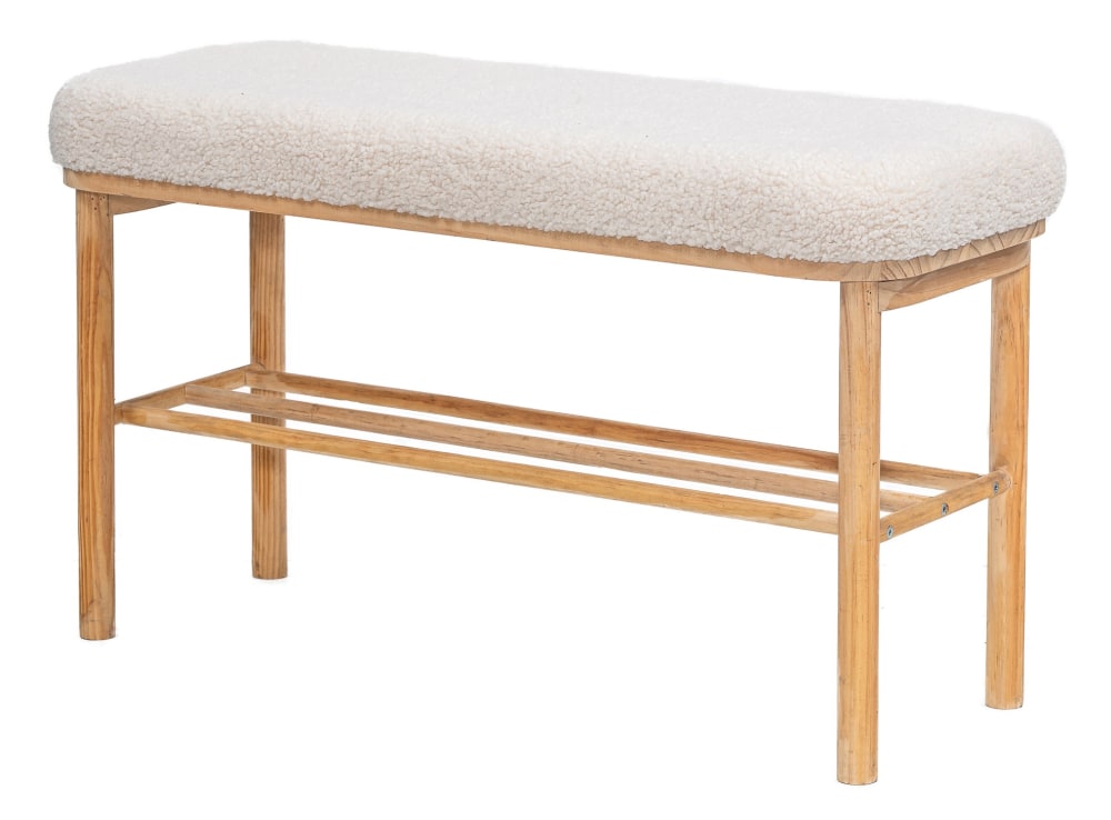 Banc avec rangement en pin massif et bouclettes - Maisons du Monde