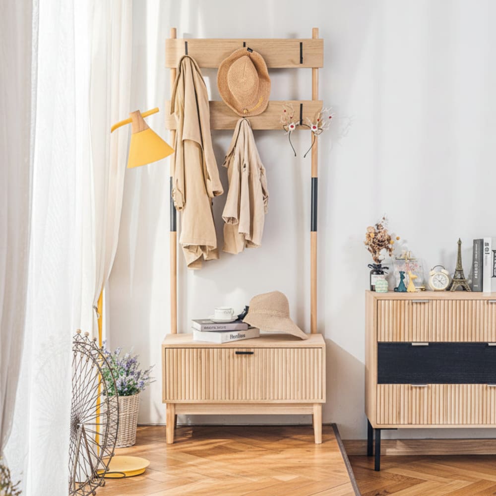 Nordlys Industrielle Flurgarderobe aus Metall und Holz Braun style industrial Braun Metall