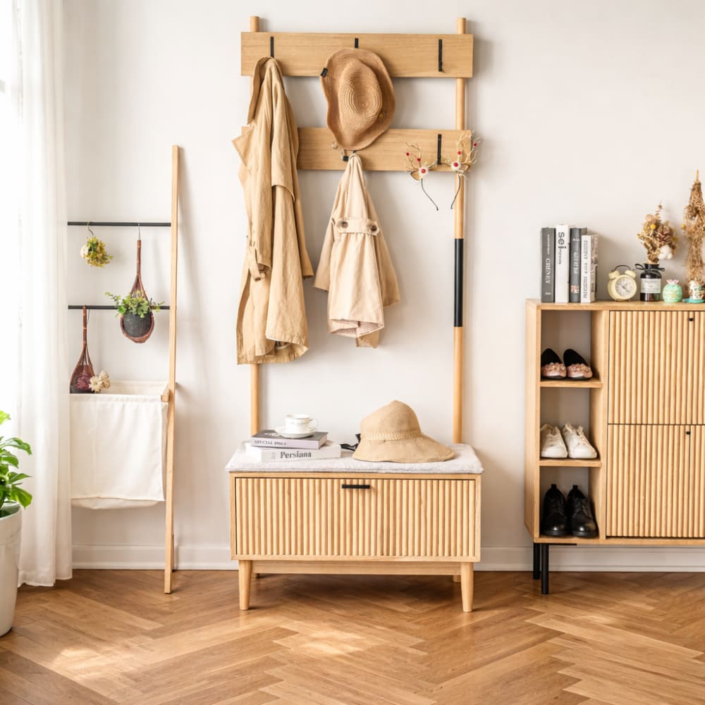 Nordlys Industrielle Flurgarderobe aus Metall und Holz Grau style industrial Grau Metall