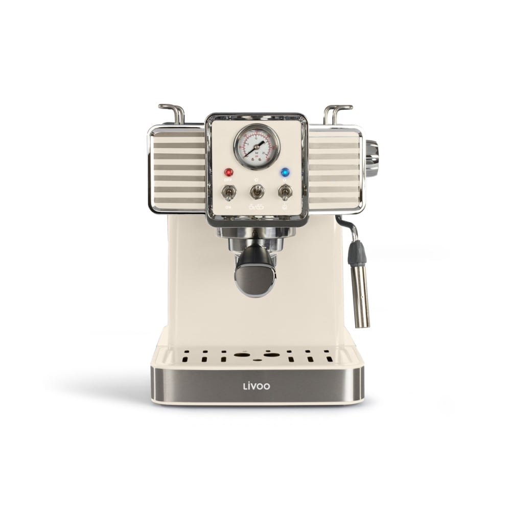 Livoo Machine à café expresso crème Blanc Inox