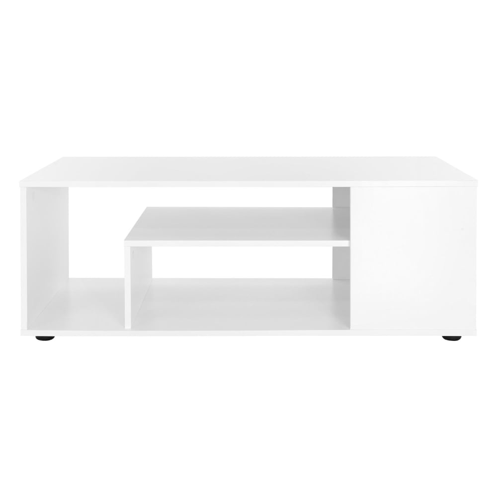 Table basse 110x50x41 cm blanche en bois à 3 niveaux style moderne