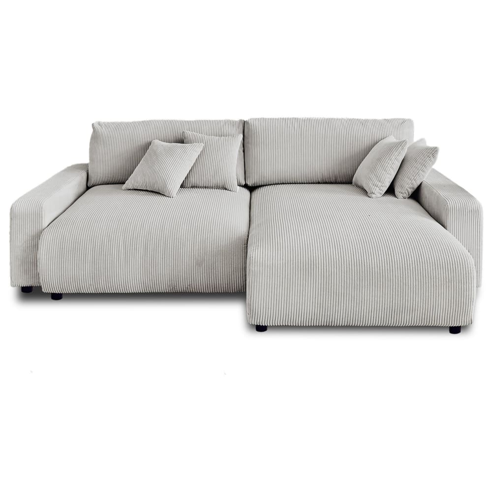 Canapé d'angle convertible 4 places en velours côtelé gris