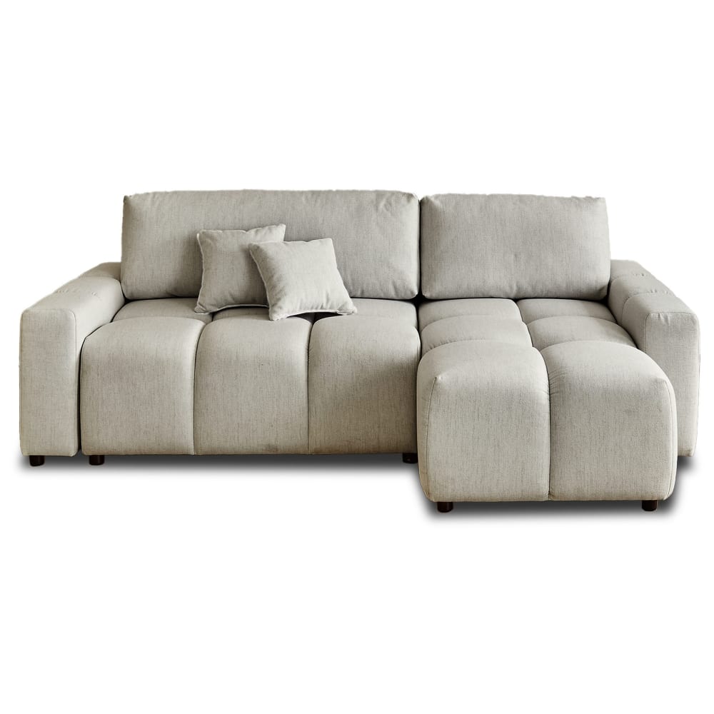 Canapé d'angle réversible convertible 4 places en tissu gris clair