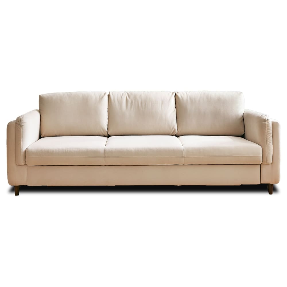Canapé droit convertible 3 places en velours beige