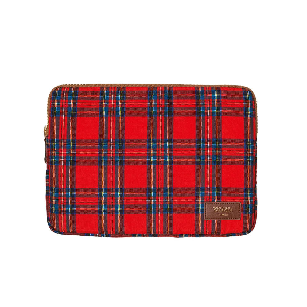 Housse d'ordinateur 13 & 14 pouces Tartan RPET Rouge