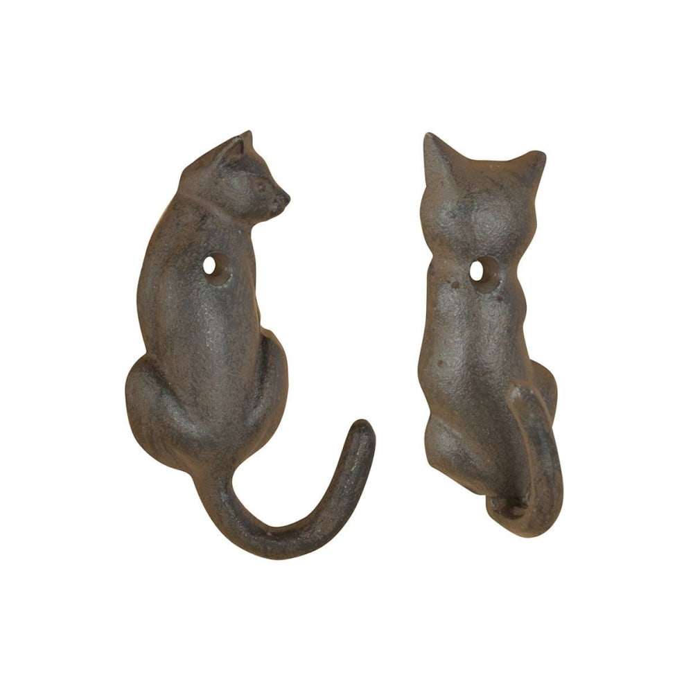 Esschert Design Patère queue d'animal en fonte (lot de 2) chat Marron