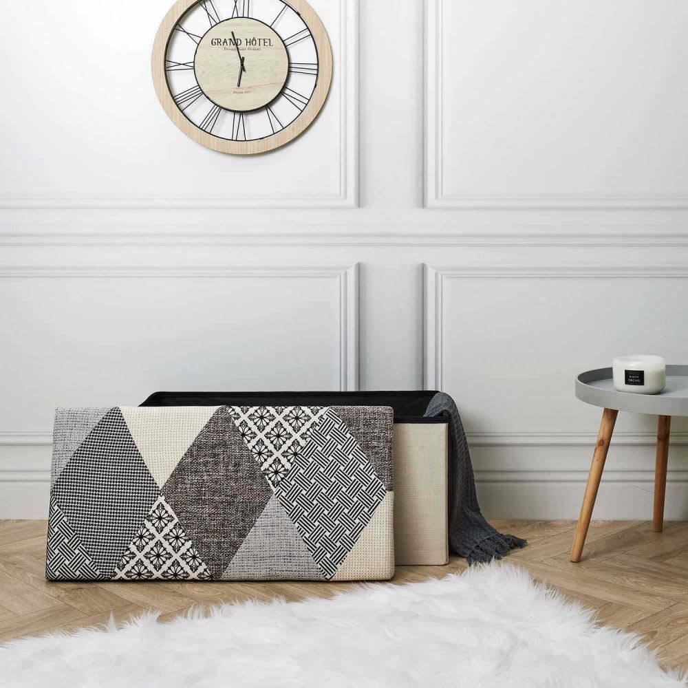 Banc coffre pliable patchwork gris - Maisons du Monde