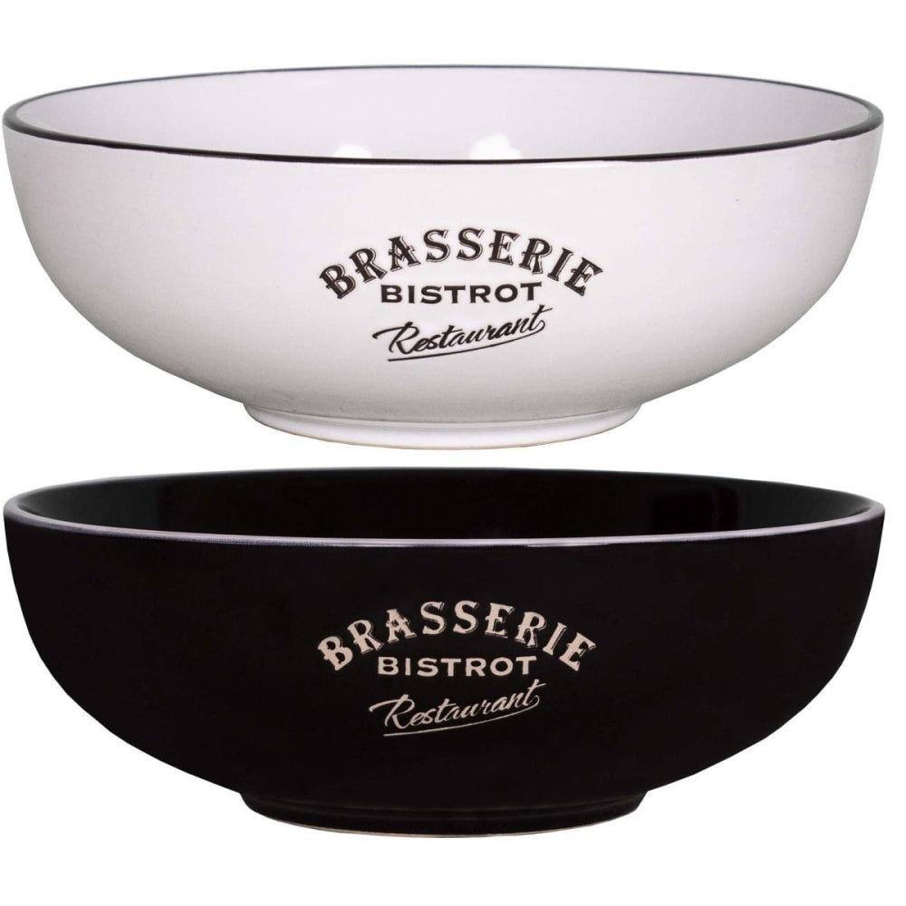 Jardindeco Saladiers en grès bistrot (lot de 2) Multicolore