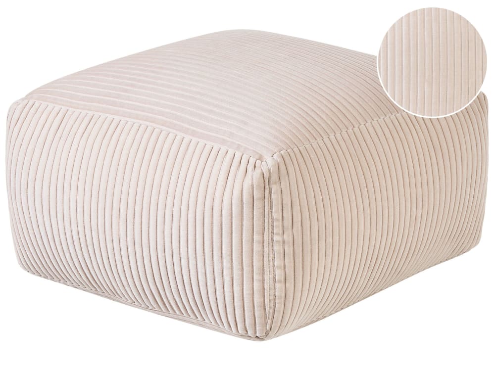Beliani Pouf aus Cord L50 cm, beige style modern - Samt