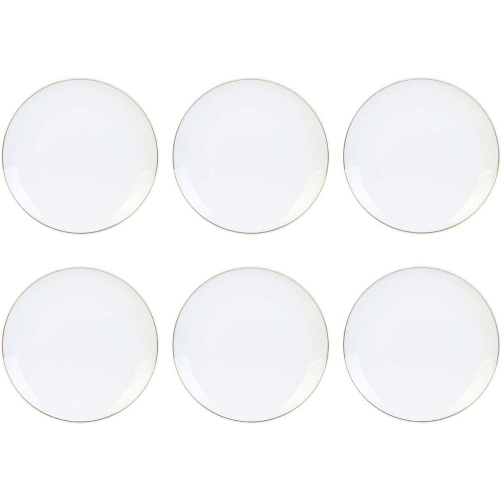 Assiette en porcelaine avec liseré doré (lot de 6) assiettes plates - Assiette en porcelaine avec liseré doré (lot de 6) assiettes plates -
