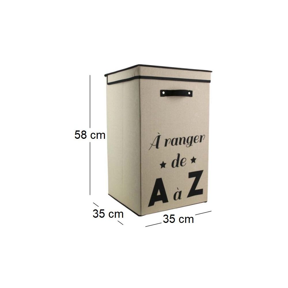 Panier à linge pliable en tissu 70l famille beige — vue 4