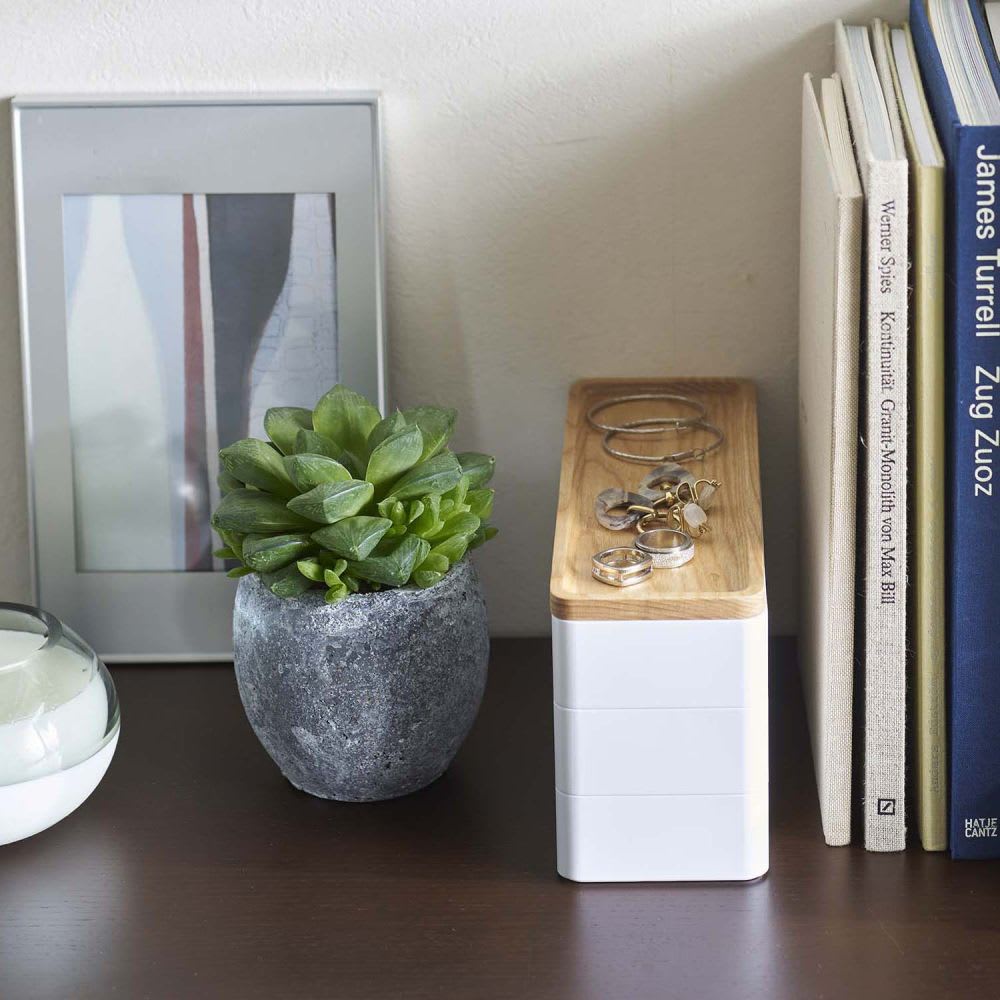 Boite à bijoux 3 niveaux en plastique slim blanc - Maisons du Monde
