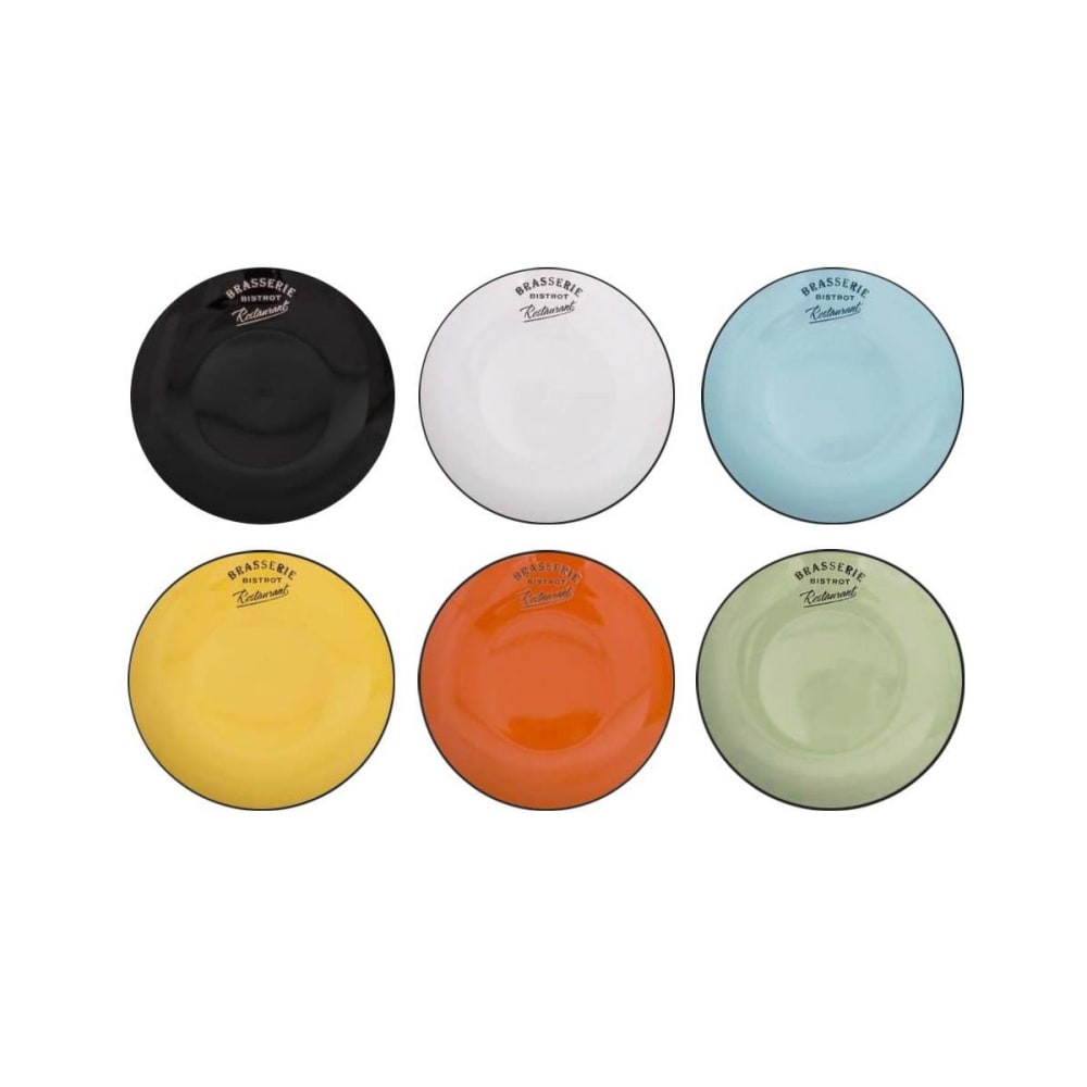 Assiettes colorées  bistrot (lot de 6) assiettes plates - 27 cm