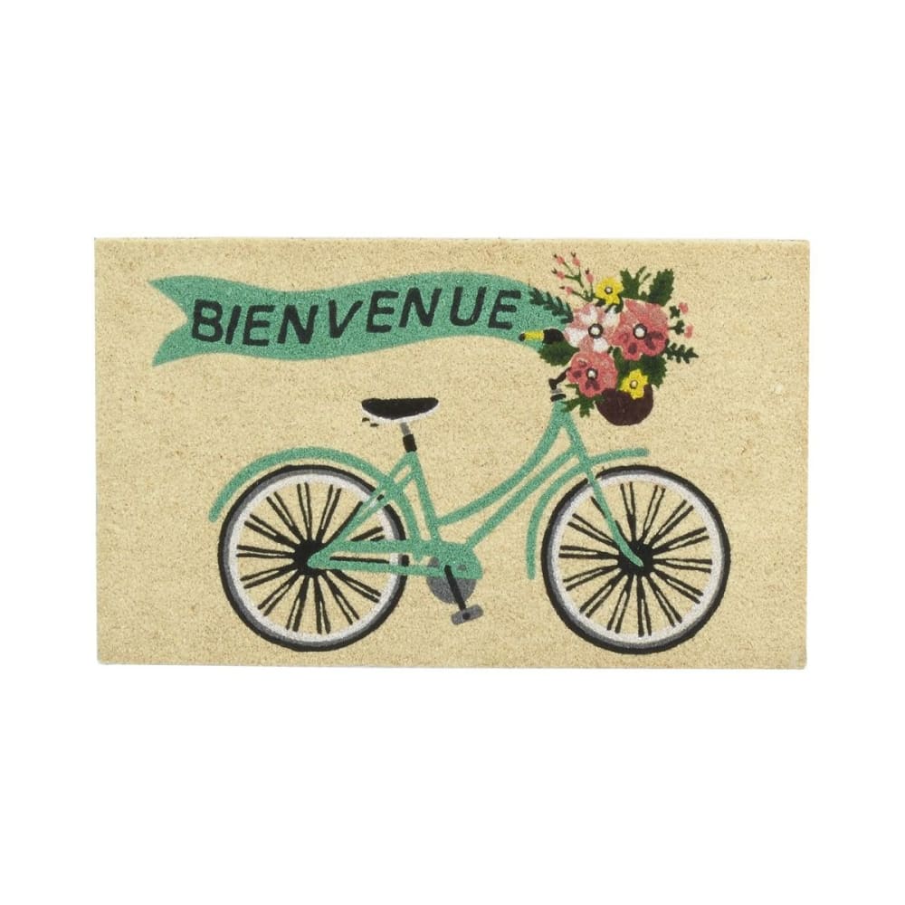 Paillasson en coco avec inscriptions 75 x 45 cm vélo bienvenue