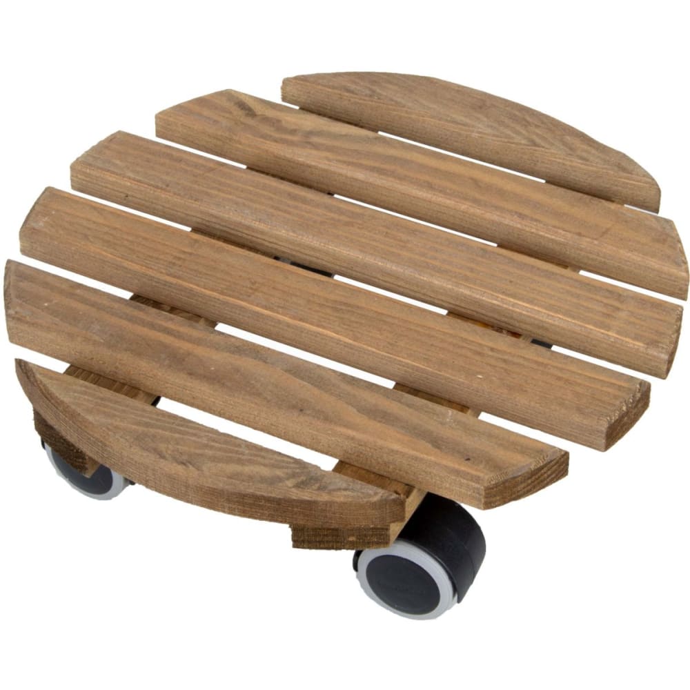 Esschert's Garden Support à roulettes en bois pour plantes d'intérieur rond - teinté mar Marron