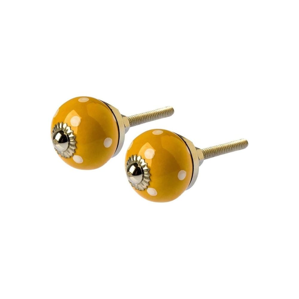 Tranquillo Boutons de porte en céramique à pois (lot de 2) Jaune