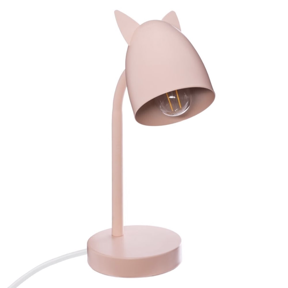 Lampe enfant oreilles de chat métal rose 18x30 cm