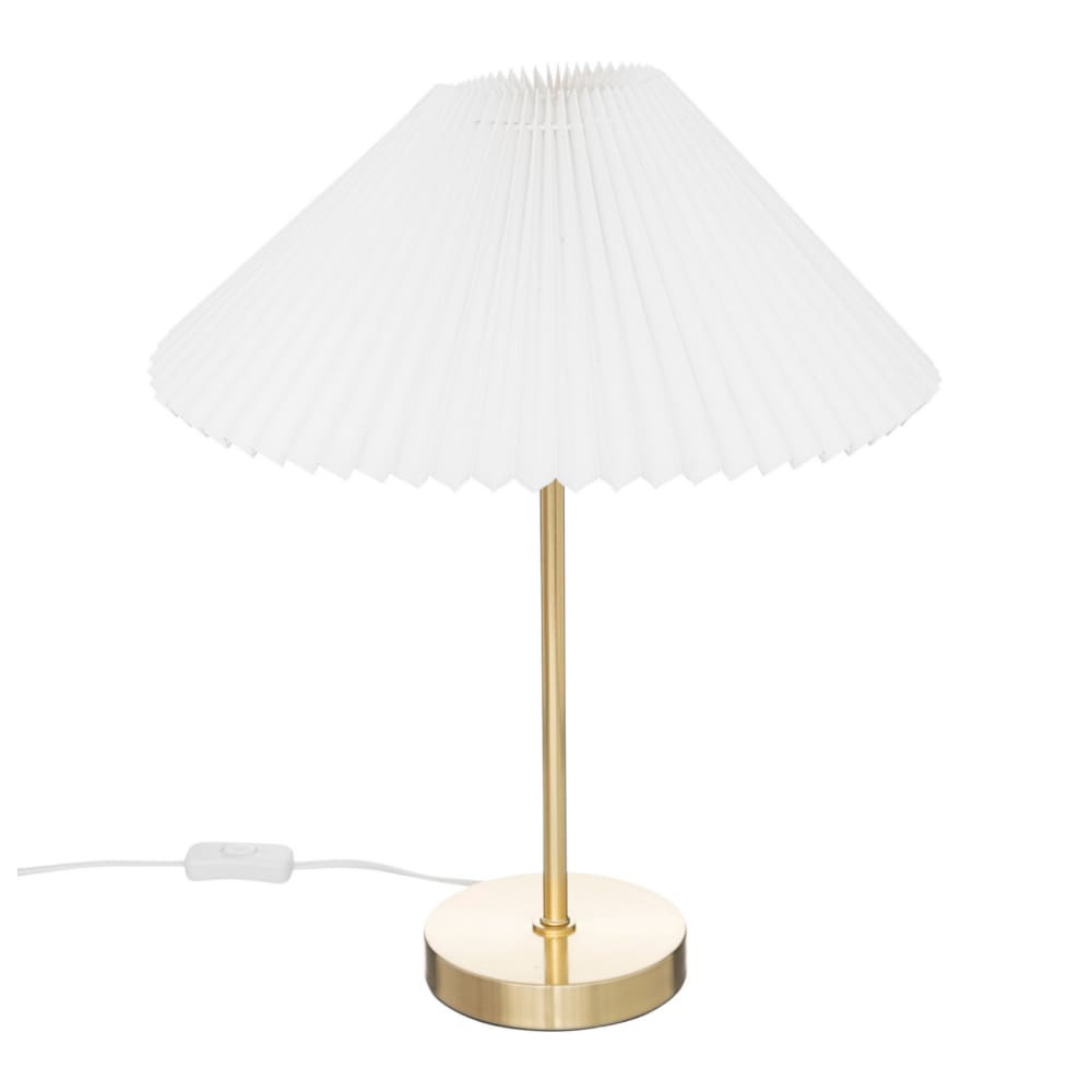 Lampe doré avec abat-jour plissé métal blanc 37x47 cm
