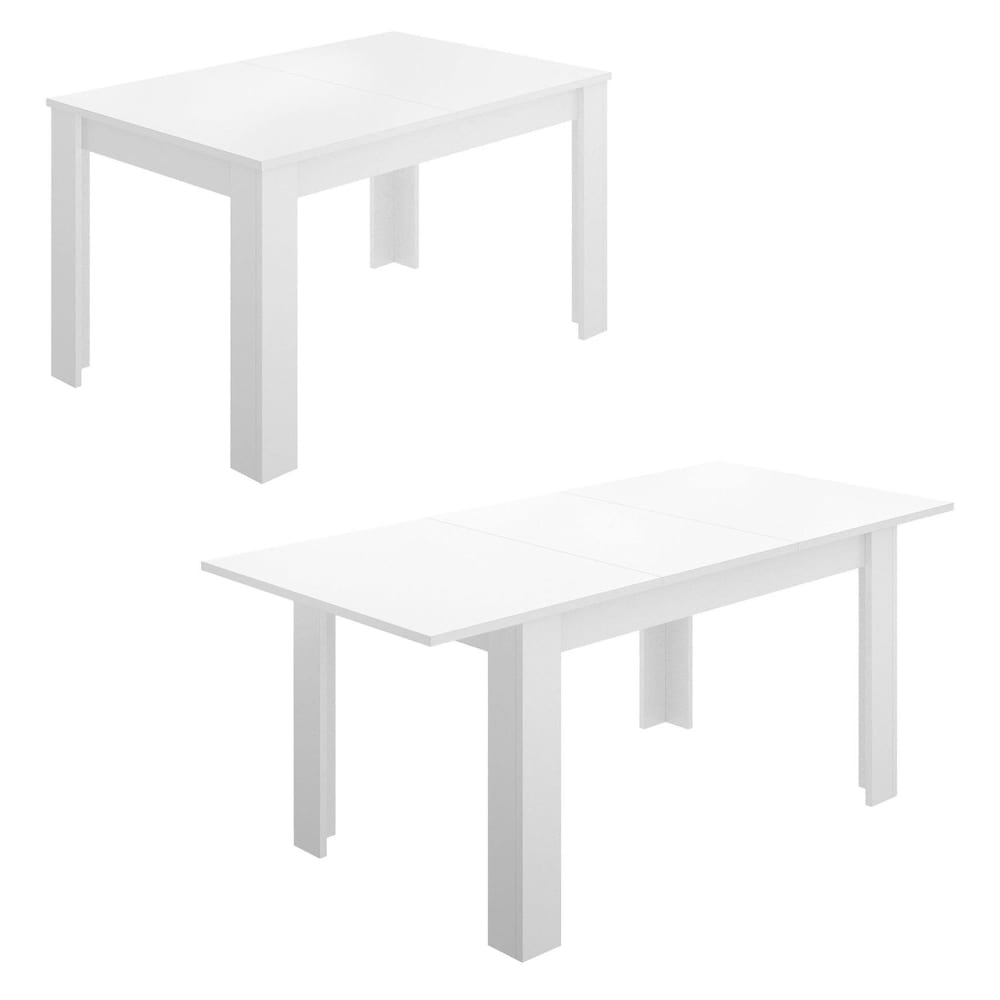 Dmora Ausziehbarer Tisch mit glänzend weißem Holzeffekt, 190 x 90 x 77 cm style modern - Holz