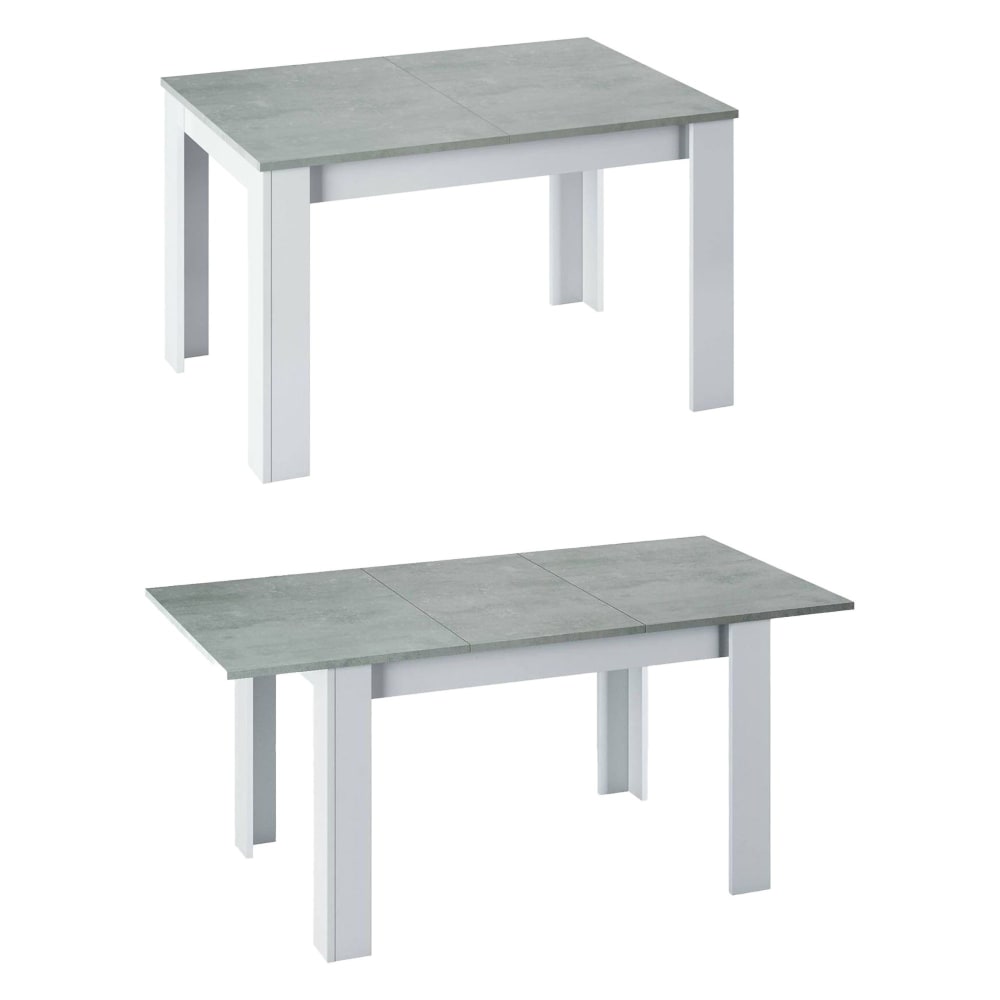 Dmora Ausziehbarer Tisch mit Betonholzeffekt, weiß 190x90h78 cm style modern Grau