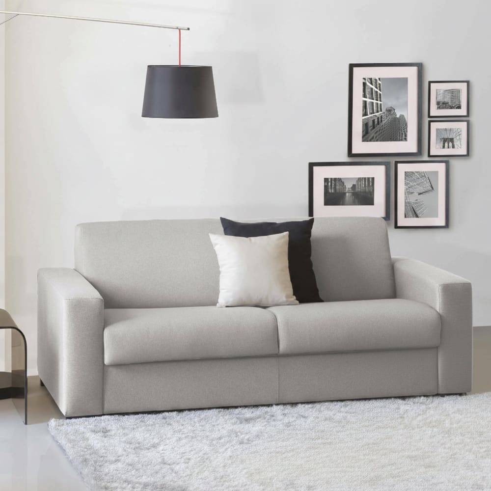 Canapé lit 3 places en tissu gris 220x95h90 cm - Maisons du Monde
