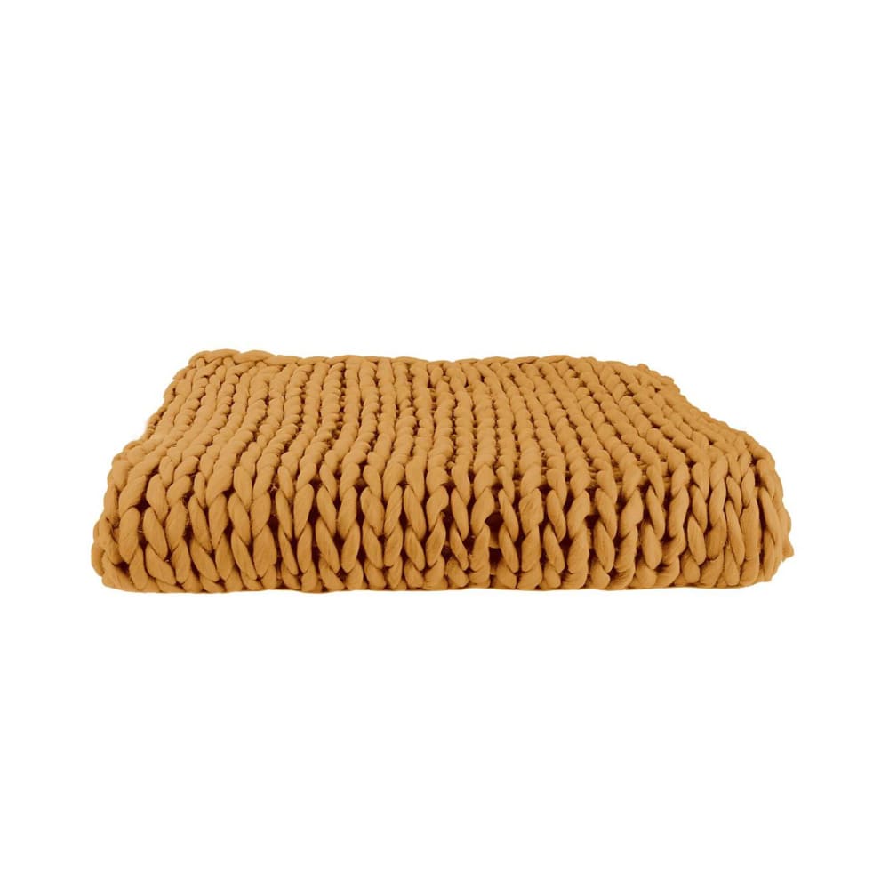 Maison et Styles Plaid grosse maille 120x150 cm ocre Rouge Acrylique