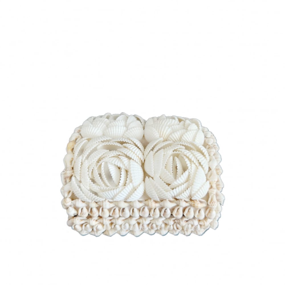My Bliss Home Boîte en coquillages, blanc 8x11x7 cm - Fibres Naturelles