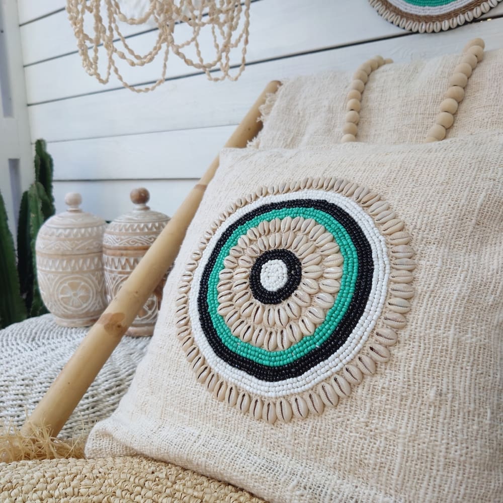 Housse de coussin avec deco en coquillages, 50x50  cm