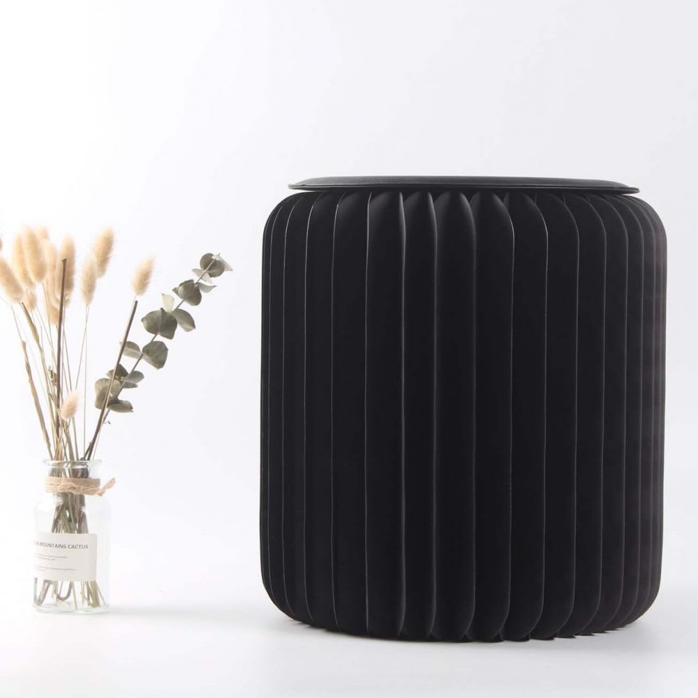 Pouf design en carton plié 35 cm noir - Maisons du Monde