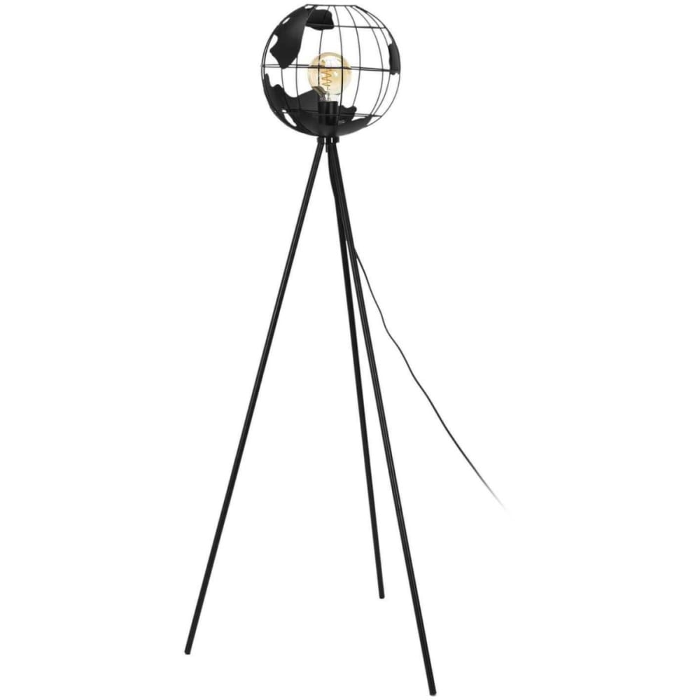 Lampe en métal noir globe lampadaire
