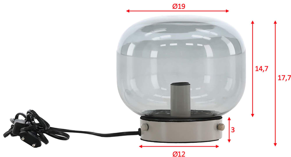 Lampe à poser en acier et verre fumé bollonelie — vue 4
